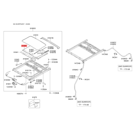 Люк і комплектуючі 81666-1F000EZ Mobis - 816661F000EZ - схема з каталогу 81666, SEURPFQZ07 816661F000EZ