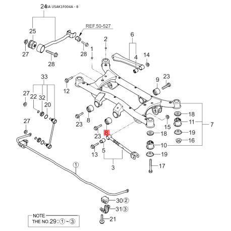 Кільце підшипника, підшипник карданного валу 53854-39A00 Mobis - 5385439A00 - схема з каталогу 8, USAK1F004A 5385439A00