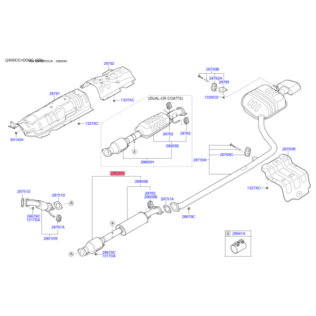 Резонатор, система випуску 28600-C1610 Mobis - 28600C1610 - схема з каталогу 28600H, AKMAPD518 28600C1610