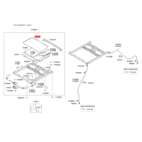 Люк и комплектующие 81610-1F000 Mobis - 816101F000 - схема с каталога 81610, SEURPFQZ07 816101F000