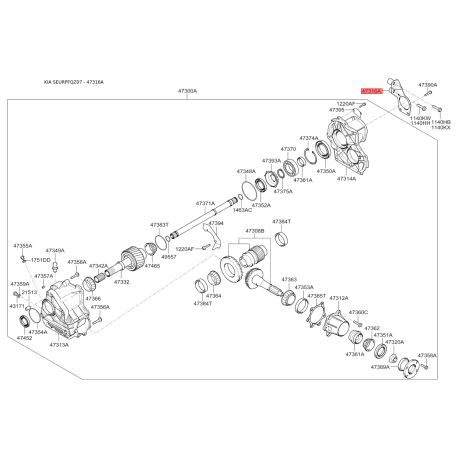 Кронштейн КПП 47316-39110 Mobis - 4731639110 - схема з каталогу 47316A, SEURPFQZ07 4731639110