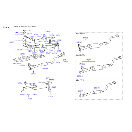 Насадка выпускной трубы 28705-34030 Mobis - 2870534030 - схема с каталога 28795, NAS2709700 2870534030