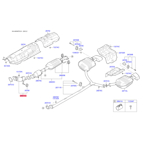 Труба выхлопного газа 28610-C2600 Mobis - 28610C2600 - схема с каталога 28611C, AKMAPD518 28610C2600