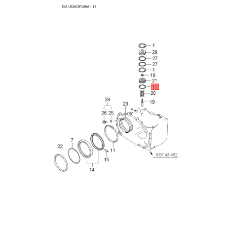 Вкладиші шатунні 23060-3C101 Mobis - 230603C101 - схема з каталогу 17, USAK3F106A 230603C101