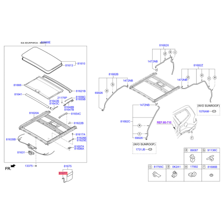 Люк і комплектуючі 81677-3M000 Mobis - 816773M000 - схема з каталогу 81677, KEURPHM16 816773M000