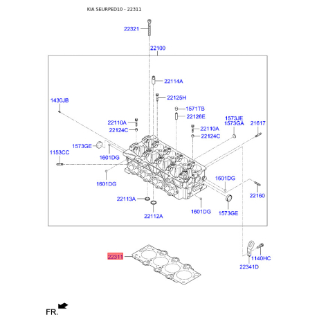 Прокладка головки 22311-27421 Mobis - 2231127421 - схема з каталогу 22311, SEURPED10 2231127421