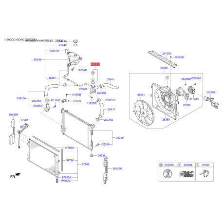 Крышка расширительного бачка 25330-1R000 Mobis - 253301R000 - схема с каталога 25330, KHMAPGS15 253301R000