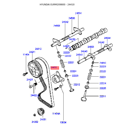 Натяжной ролик ремня ГРМ 24410-32560 Mobis - 2441032560 - схема с каталога 24410, EURM209800 2441032560