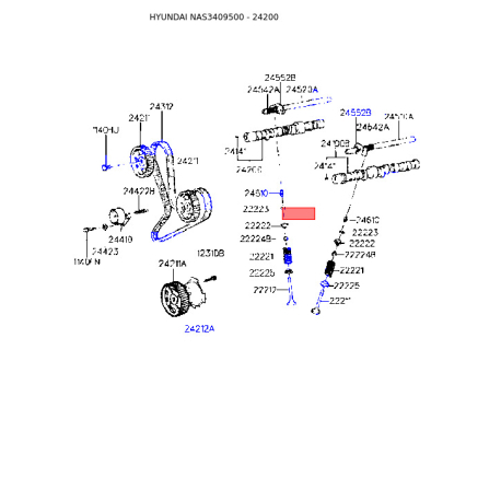 Распредвал 24200-35000 Mobis - 2420035000 - схема с каталога 24200, NAS3409500 2420035000