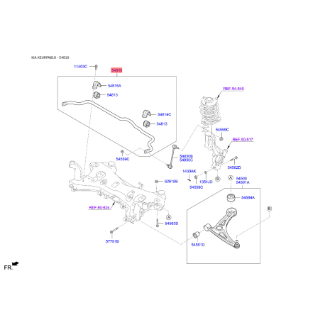 Стабілізатор у зборі чи голий 54810-C2300 Mobis - 54810C2300 - схема з каталогу 54810, KEURPA818 54810C2300