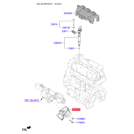Дросельна заслінка 35100-2U000 Mobis - 351002U000 - схема з каталогу 35102C, SEURPHW22 351002U000
