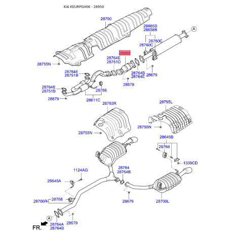 Катализатор 28950-3C200 Mobis - 289503C200 - схема с каталога 28950, KEURPGH06 289503C200