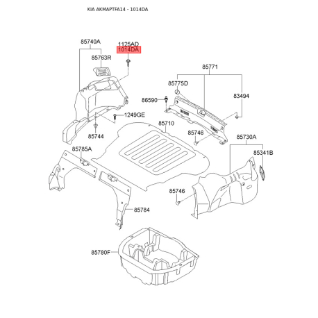Болт крыла 10144-06163 Mobis - 1014406163 - схема с каталога 1014DA, AKMAPTFA14 1014406163