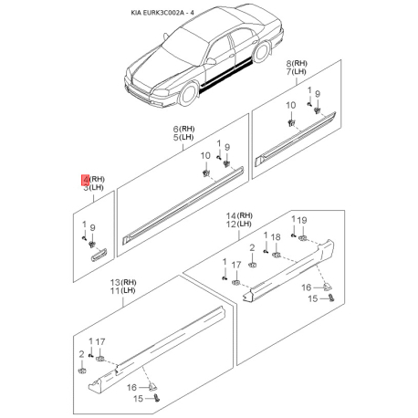 Фильтр воздушный 28111-38005 Mobis - 2811138005 - схема с каталога 4, EURK3C002A 2811138005