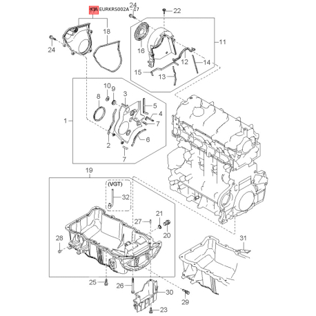 Угольная щетка, стартер 0K900-24754 Mobis - 0K90024754 - схема с каталога 17, EURKRS002A 0K90024754