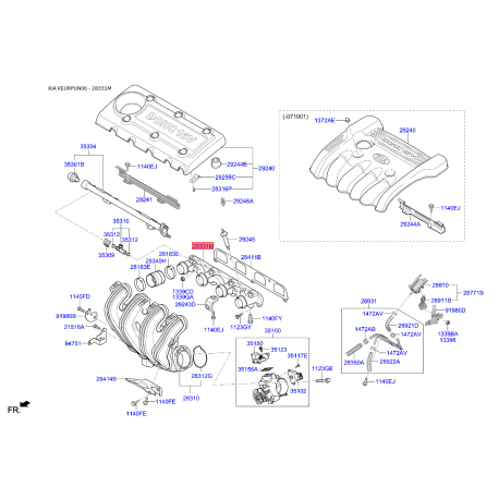 Колектор впускний 28331-25020 Mobis - 2833125020 - схема з каталогу 28331M, KEURPUN06 2833125020