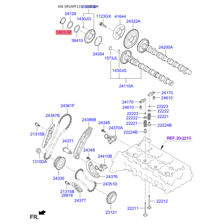 Кольцо стопорное распредвала 14614-40005 Mobis - 1461440005 - схема с каталога 1461LM, SRUSPF119 1461440005