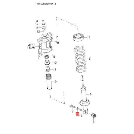 Шарнірний кронштейн, підвіска двигуна 21823-38700 Mobis - 2182338700 - схема з каталогу 5, EURK3C002A 2182338700