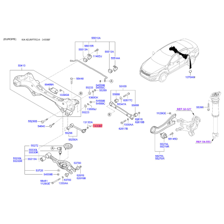 Шплинт гайки 14300-85257B Mobis - 1430085257B - схема с каталога 1430BF, KEURPTFE14 1430085257B