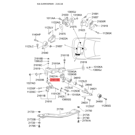 Шпилька двигуна 21611-24000 Mobis - 2161124000 - схема з каталогу 21611B, EURM30PA99 2161124000