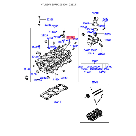Напрямна втулка клапана 22114-32911 Mobis - 2211432911 - схема з каталогу 22114, EURM209800 2211432911