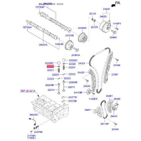 Тарілка клапана 22222-25000 Mobis - 2222225000 - схема з каталогу 22222, KKMAPD919 2222225000