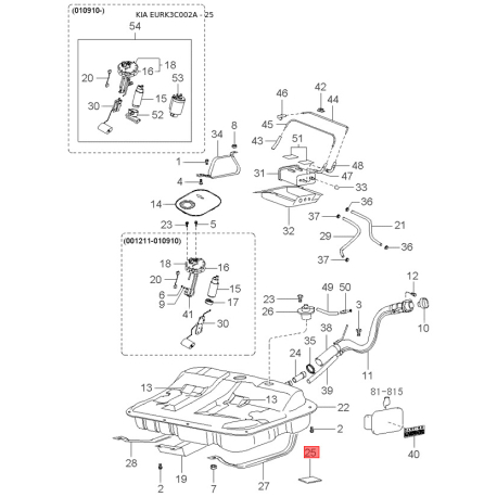 Кронштейн АКПП задний 45217-39001 Mobis - 4521739001 - схема с каталога 25, EURK3C002A 4521739001