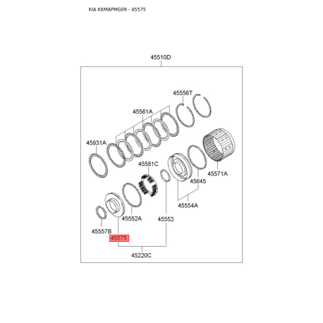 Муфта АКПП 45575-3A200 Mobis - 455753A200 - схема с каталога 45575, KKMAPMG09 455753A200