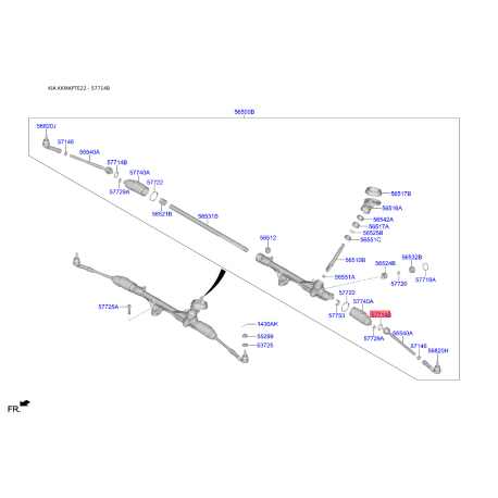 Втулка рейки рулевого механизма 56522-F2100 Mobis - 56522F2100 - схема с каталога 57714B, KKMAPTE22 56522F2100