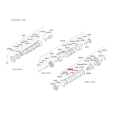 Ламели, автоматическая коробка передач 45560-37061 Mobis - 4556037061 - схема с каталога 45560B, EURM30PA99 4556037061