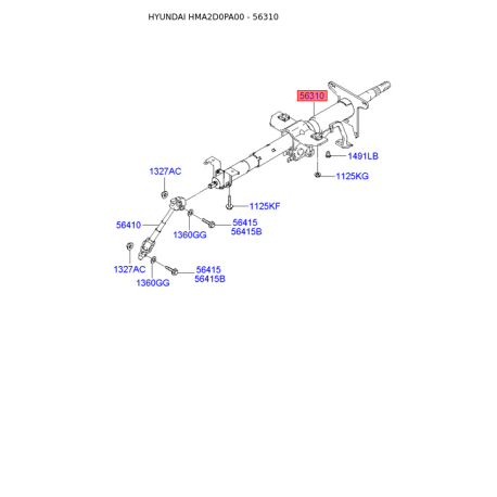 Рульова колонка 56310-2D100 Mobis - 563102D100 - схема з каталогу 56310, HMA2D0PA00 563102D100