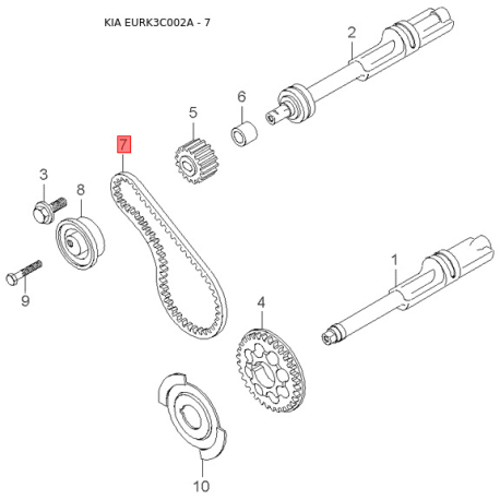 Важіль перемикання передач 43730-2D100 Mobis - 437302D100 - схема з каталогу 7, EURK3C002A 437302D100