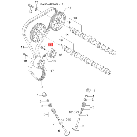 Муфта (зчеплення) вентилятора радіатора 0K011-15258 Mobis - 0K01115258 - схема з каталогу 18, USAKFM002A 0K01115258