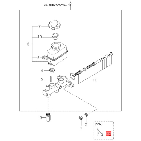 Підшипник проміжний карданного валу 49504-38D00 Mobis - 4950438D00 - схема з каталогу 12, EURK3C002A 4950438D00