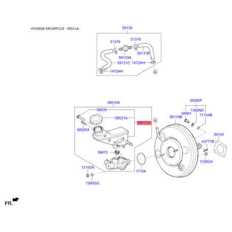 Бачок головного гальмівного циліндра 58511-F2AB0 Mobis - 58511F2AB0 - схема з каталогу 58511A, KRUSPF219 58511F2AB0