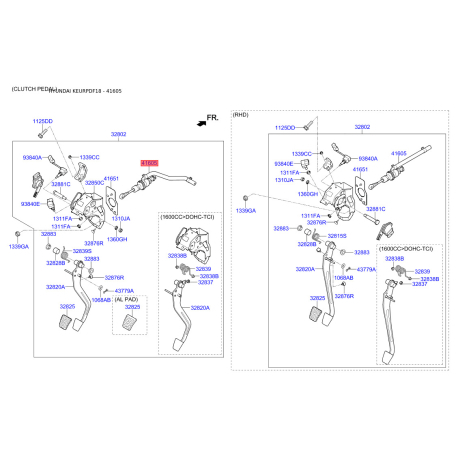 Цилиндр сцепления главный 41605-3Z101 Mobis - 416053Z101 - схема с каталога 41605, KEURPDF18 416053Z101