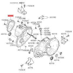 Фланцева кришка, ступінчаста коробка передач задня 43140-28010 Mobis