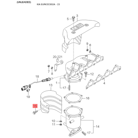 Чохол півосі (пильник) приводного валу 49606-38J00 Mobis - 4960638J00 - схема з каталогу 15, EURK3C002A 4960638J00