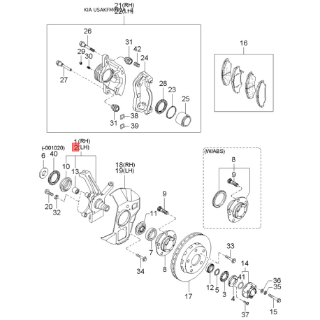 Петля боковой двери правая 0K018-58270 Mobis - 0K01858270 - схема с каталога 2, USAKFM002A 0K01858270