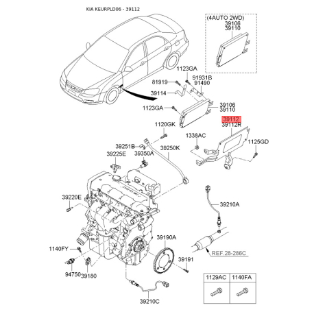 Кронштейн ЭБУ 39113-23530 Mobis - 3911323530 - схема с каталога 39112, KEURPLD06 3911323530