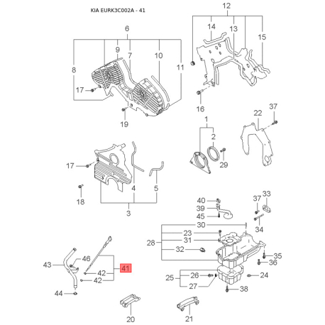 Трос, управління зчепленням 46790-3C000 Mobis - 467903C000 - схема з каталогу 41, EURK3C002A 467903C000