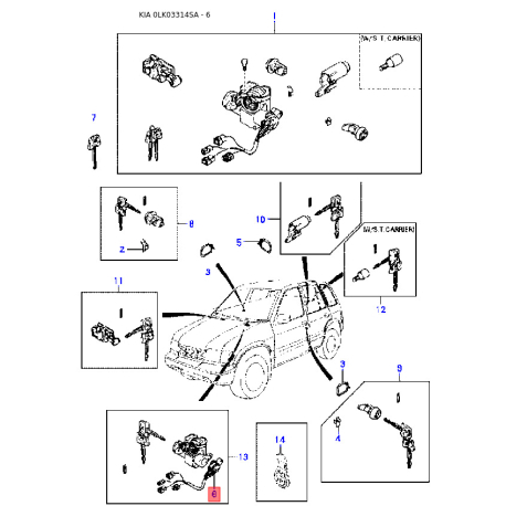 Вимикач 0K012-66480 Mobis - 0K01266480 - схема з каталогу 6, 0LK03314SA 0K01266480