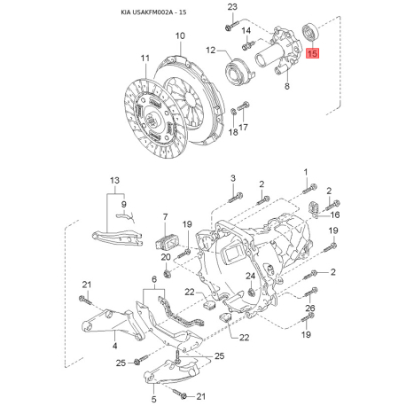Бокове вікно дверей ліве 0K012-59511A Mobis - 0K01259511A - схема з каталогу 15, USAKFM002A 0K01259511A