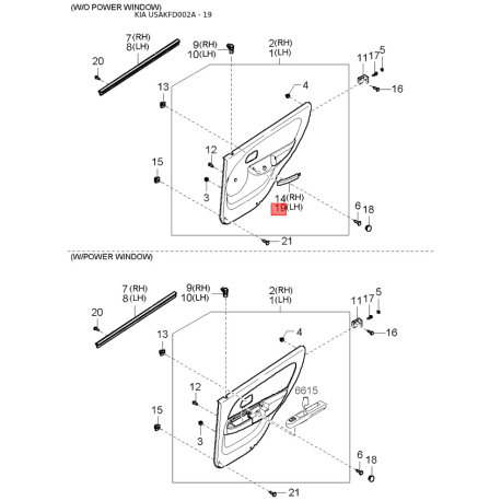 Кронштейн, задний фонарь левый 71575-FD000 Mobis - 71575FD000 - схема с каталога 19, USAKFD002A 71575FD000