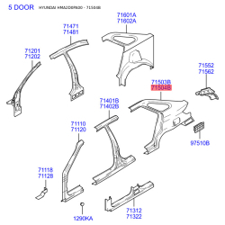 Крыло заднее (или часть боковины) правое 71504-2DA20 Mobis