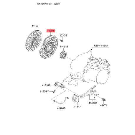 Кошик зчеплення (натискний диск) 41300-02702 Mobis - 4130002702 - схема з каталогу 41300, KEURPIH12 4130002702