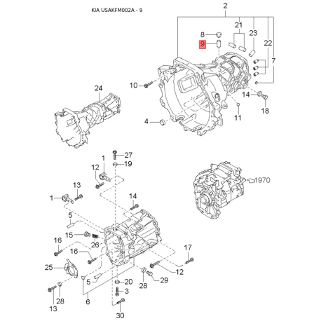 Подшипник игольчатый КПП 0K011-17234A Mobis - 0K01117234A - схема с каталога 9, USAKFM002A 0K01117234A