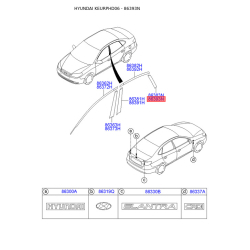 Облицювання / захисна накладка, боковина заднє праве 86393-2H000 Mobis