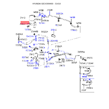 Абсорбер, топливная система, комплектующие 31410-33010 Mobis - 3141033010 - схема с каталога 31410, GEC4309400 3141033010