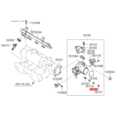 Каркас сидіння з оздобленням 35128-43950 Mobis - 3512843950 - схема з каталогу 35128, KEURPSA04 3512843950